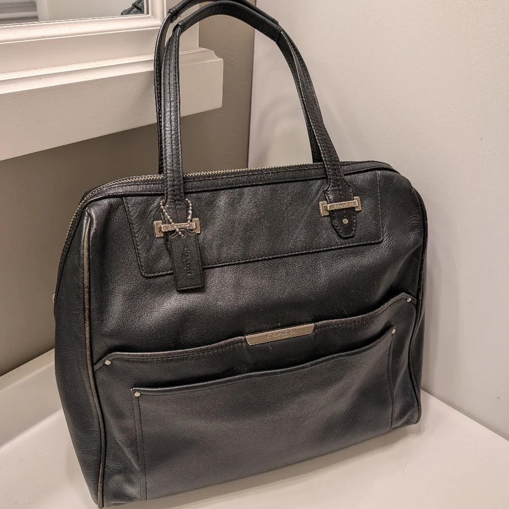 🖤EUC Coach Taylor Bette Genuine Smooth Leather Shoulder Satchel Bag, Black, LG - Picture 8 of 16